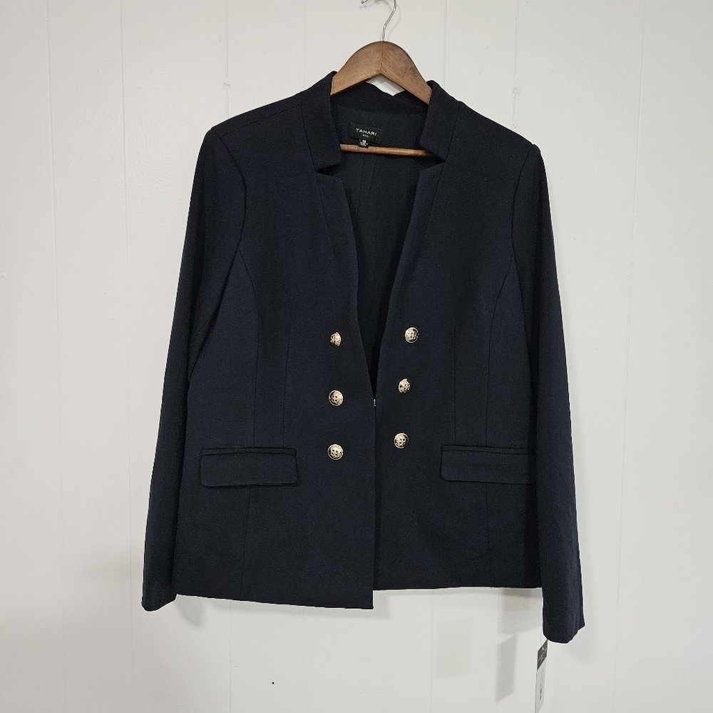 Nwt Tahari ASL Plus Size Ponte Faux-Double-Breasted Blazer - Picture 2 of 6
